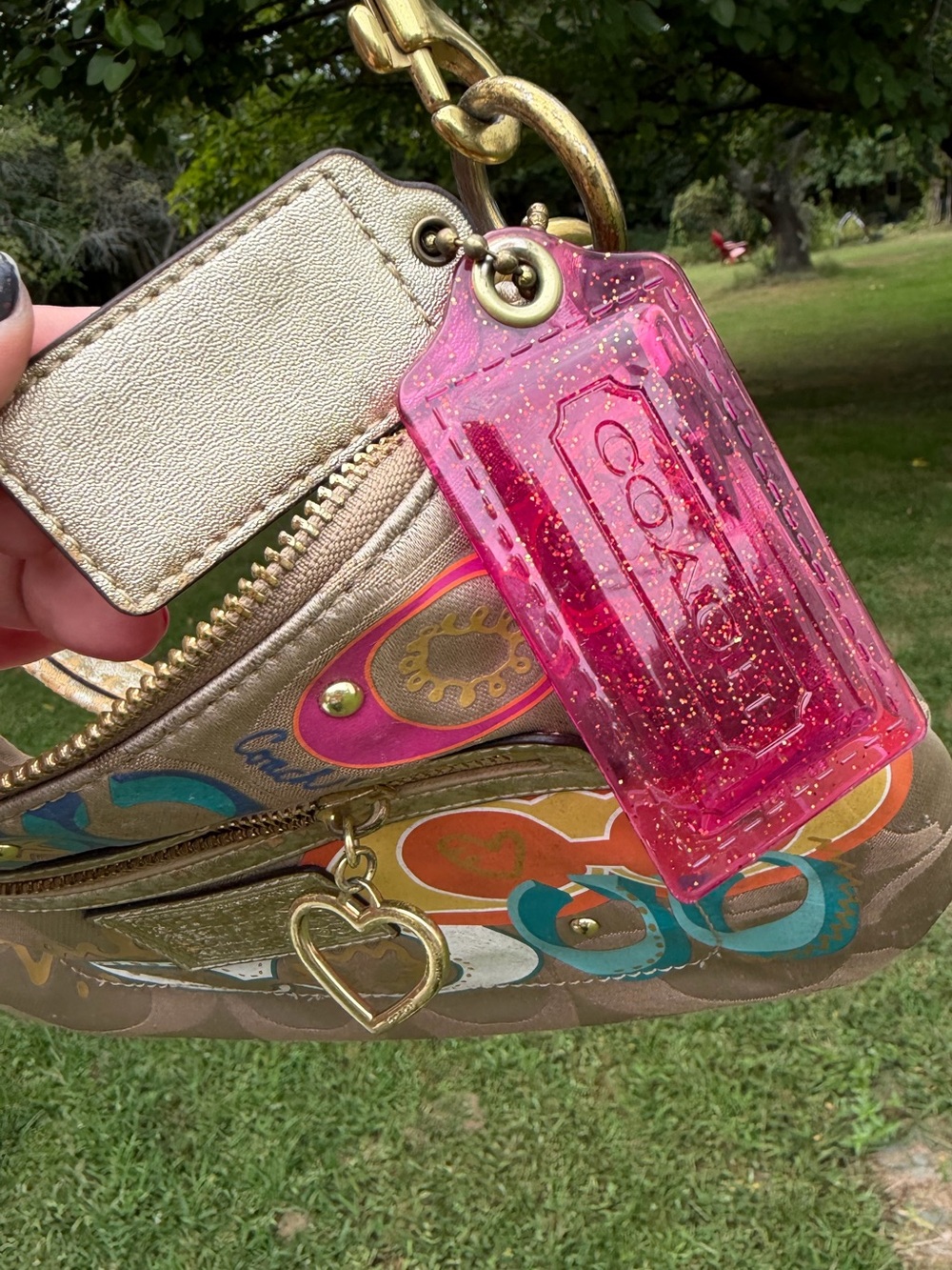 Coach Poppy F20029 Pink Glitter Hangtag Daisy Pop Bag AS IS